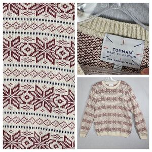 Topman Ugly Christmas Sweater Men Med Crewneck Chunky Knit Festive Britain Made